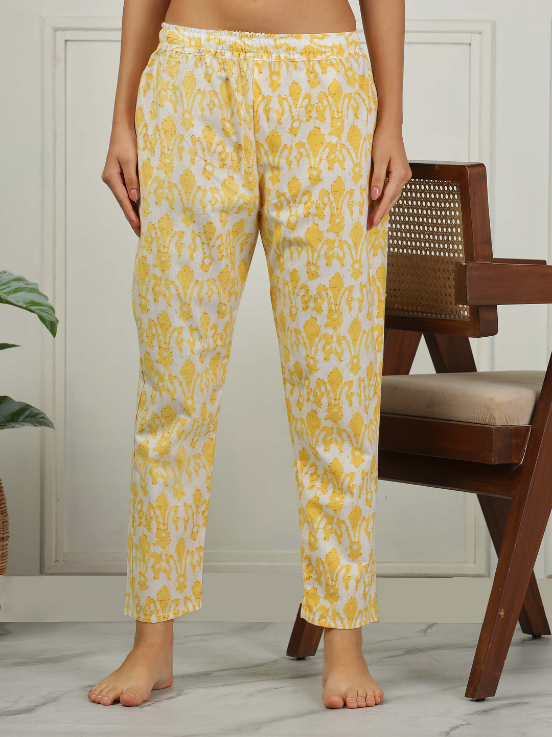 Lemon Yellow Cotton Pajama Set for Women With Breathable & Cozy Fit