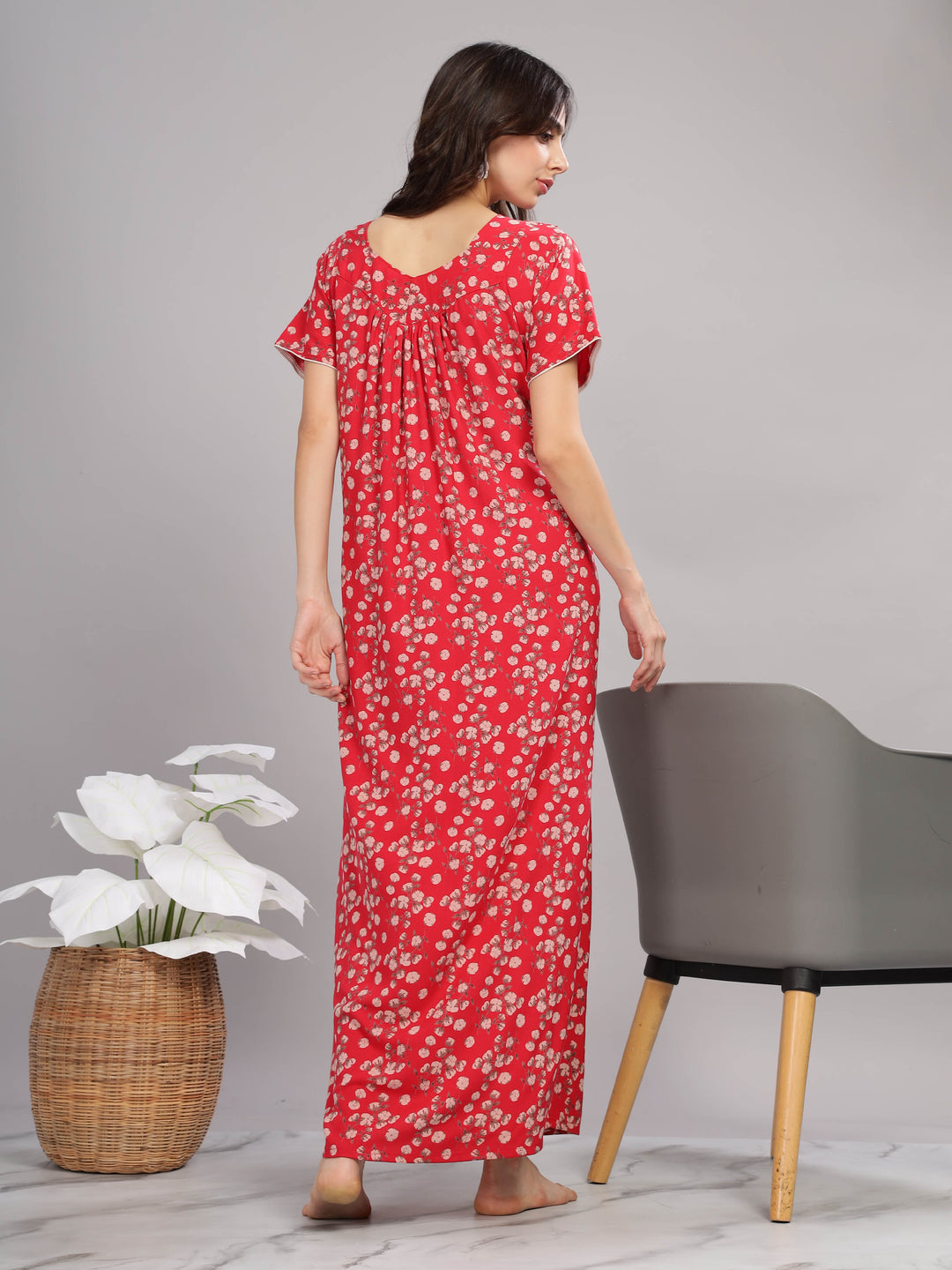 Red Alpine Pleated Designer Nighty