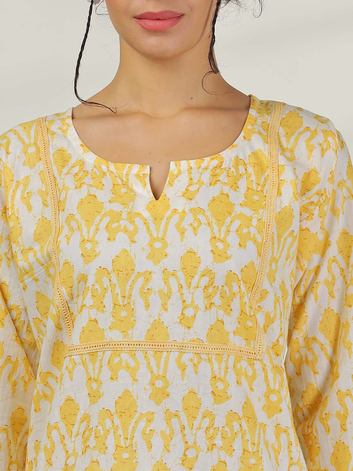 Lemon Yellow Cotton Pajama Set for Women With Breathable & Cozy Fit