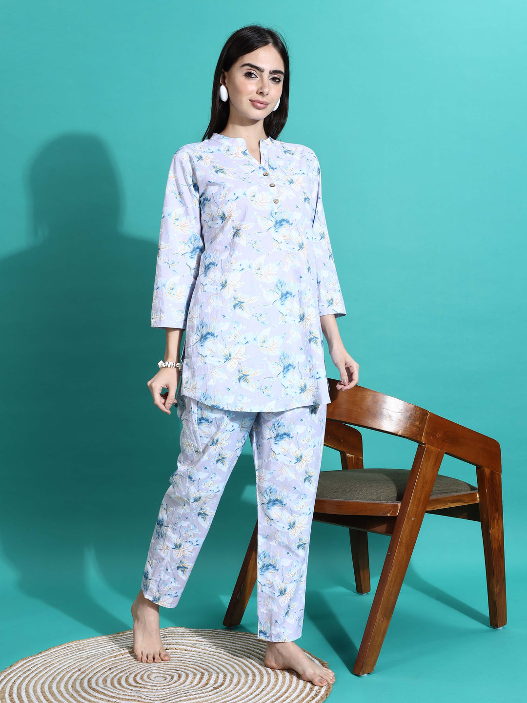 Comfortable Lavender Cotton Pyjama Set for Women