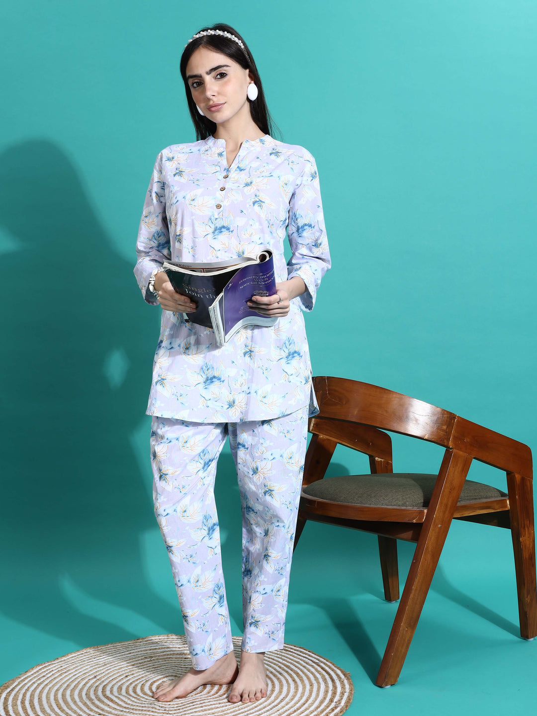 Comfortable Lavender Cotton Pyjama Set for Women