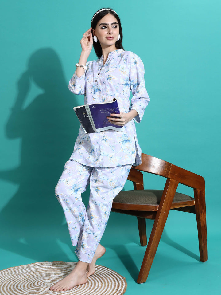 Comfortable Lavender Cotton Pyjama Set for Women