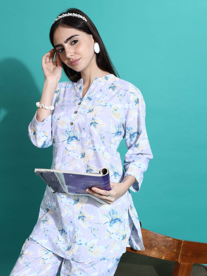 Comfortable Lavender Cotton Pyjama Set for Women