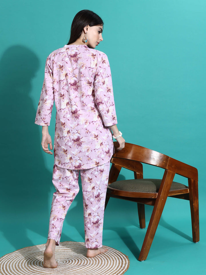 Soft Mauve Cotton Pyjama Set for Women