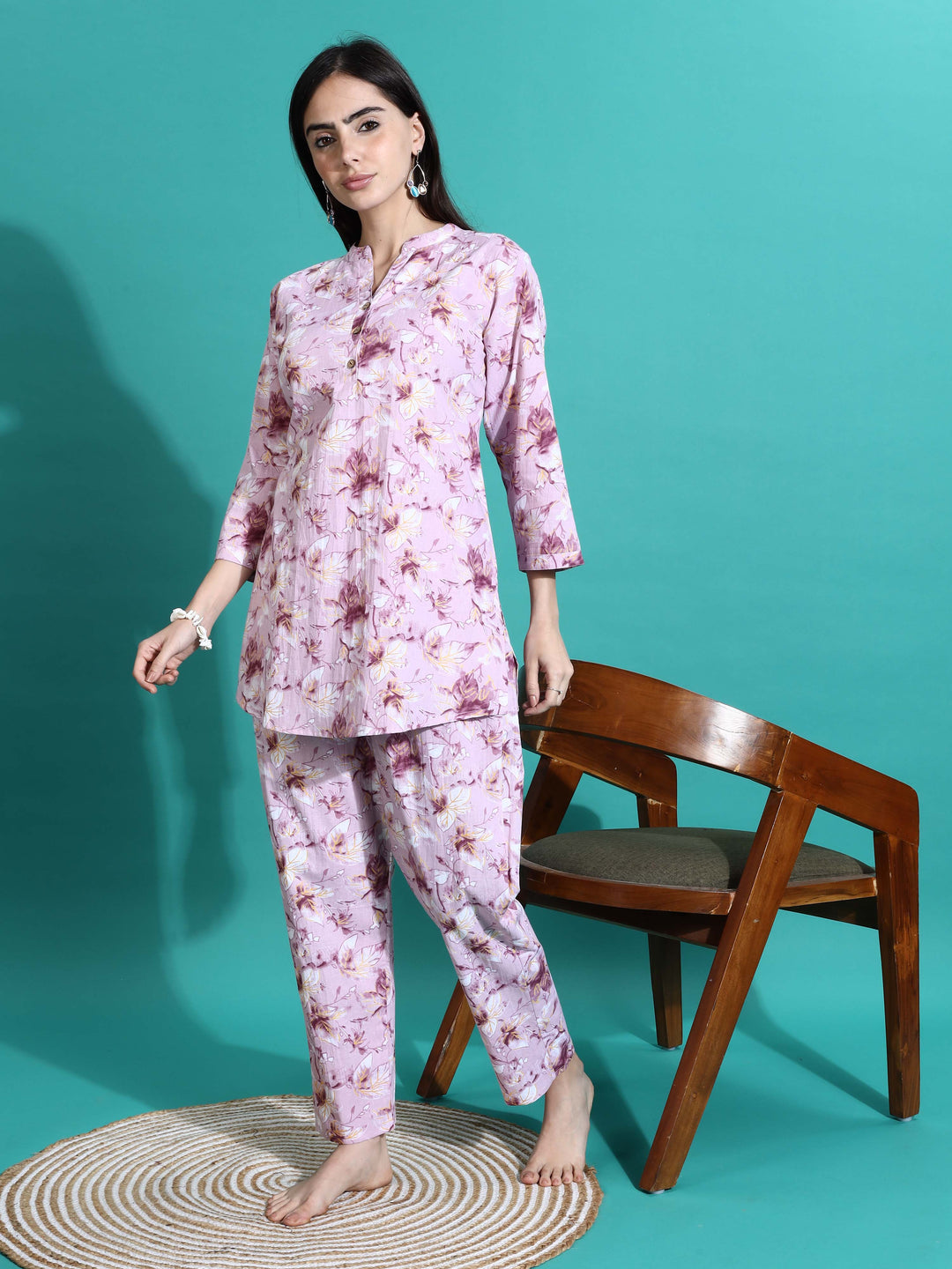 Soft Mauve Cotton Pyjama Set for Women