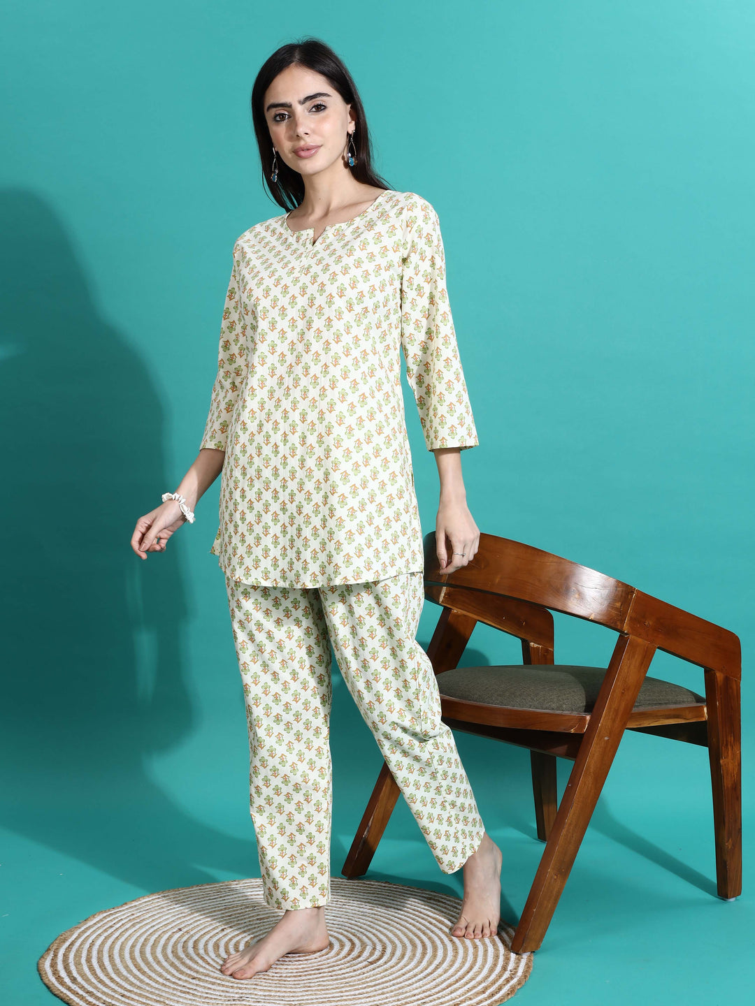 Comfy Cream Yellow Cotton Pyjama Set for Women