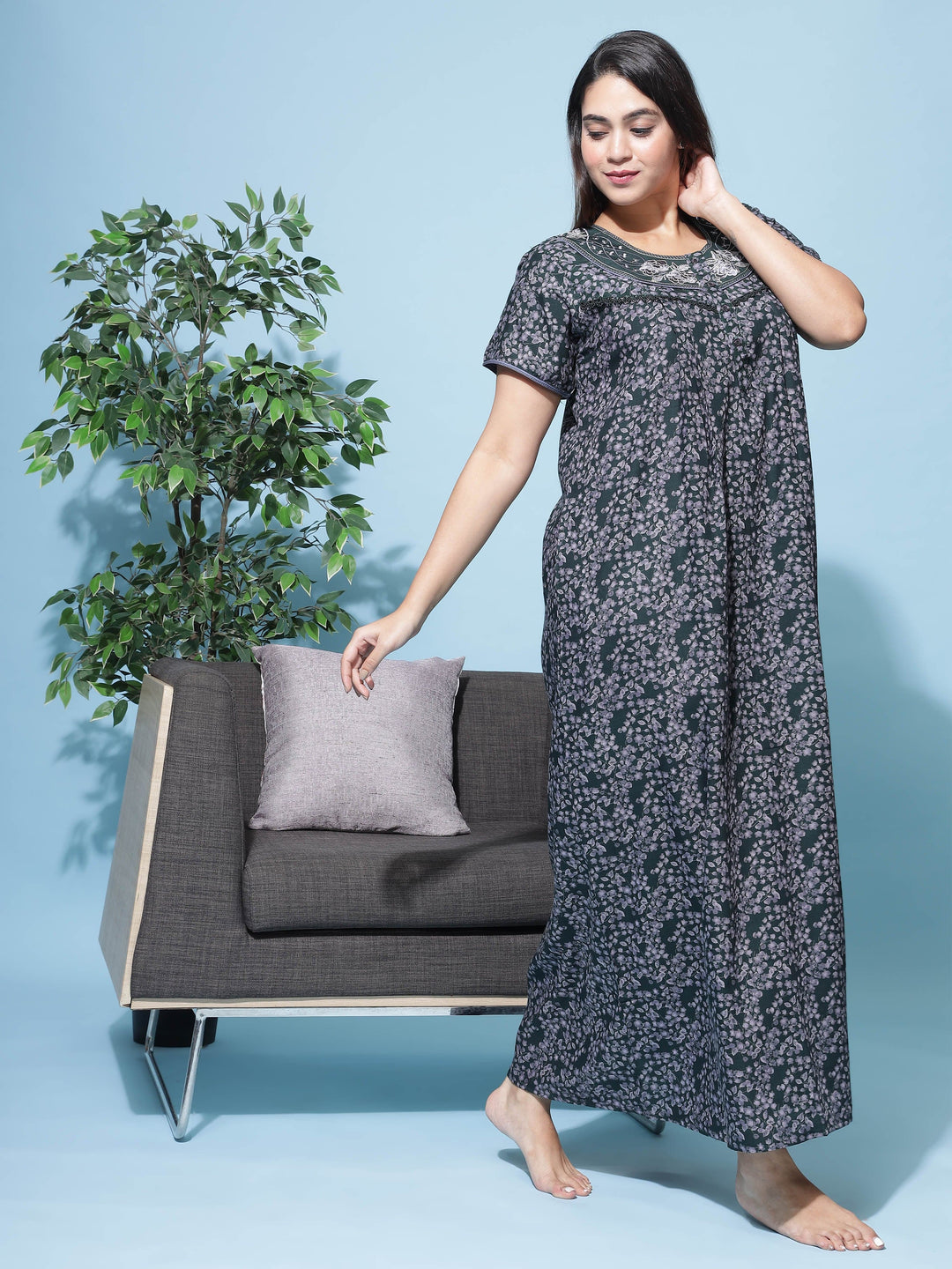  Poly Viscose Nighty  Polyester Nighty - Designer Nighty Online At 9shines Label- 9shines label 