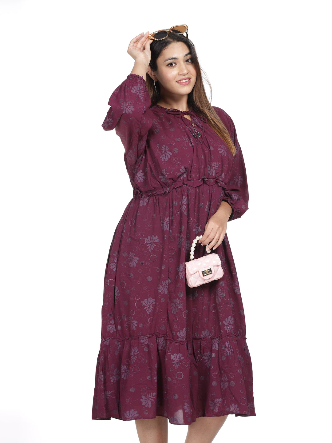  Casual Dresses  Printed Dresses Online - Shop Latest Wine Printed Dress Online- 9shines label 