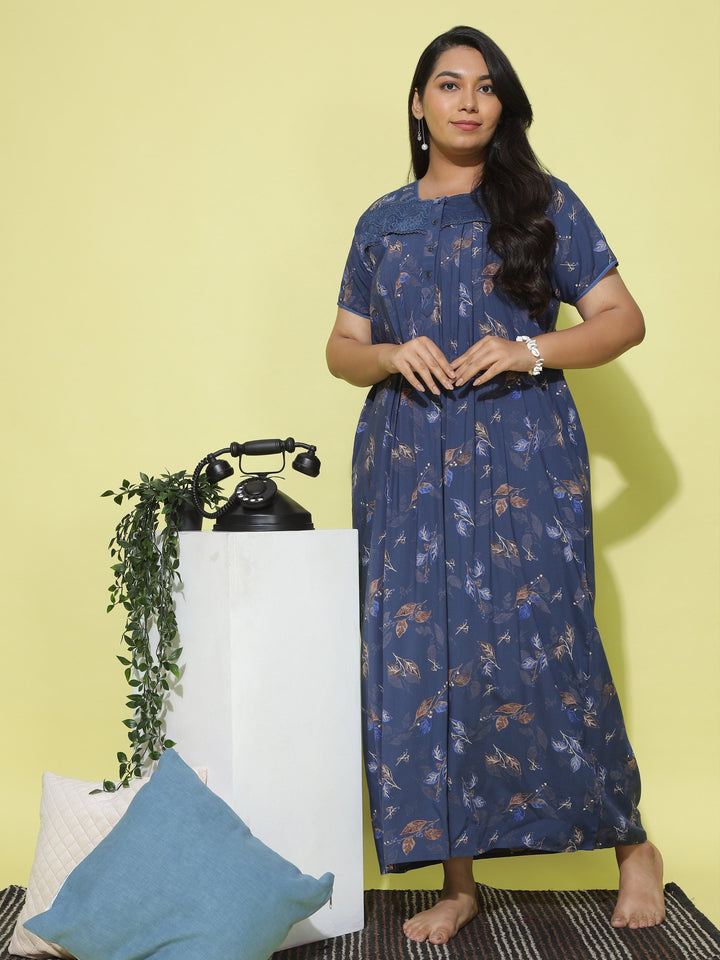  Viscose Nighty  Buy Trendy Navy Blue XXL Nighty Online at 9shines Label- 9shines label 