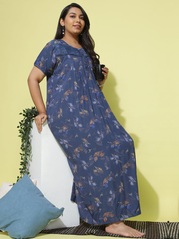  Viscose Nighty  Buy Trendy Navy Blue XXL Nighty Online at 9shines Label- 9shines label 