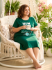 Green Hosiery Cotton Short Nighty Plus Size