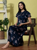 Navy Blue Satin Designer Nighty for Women Soft and Luxurious