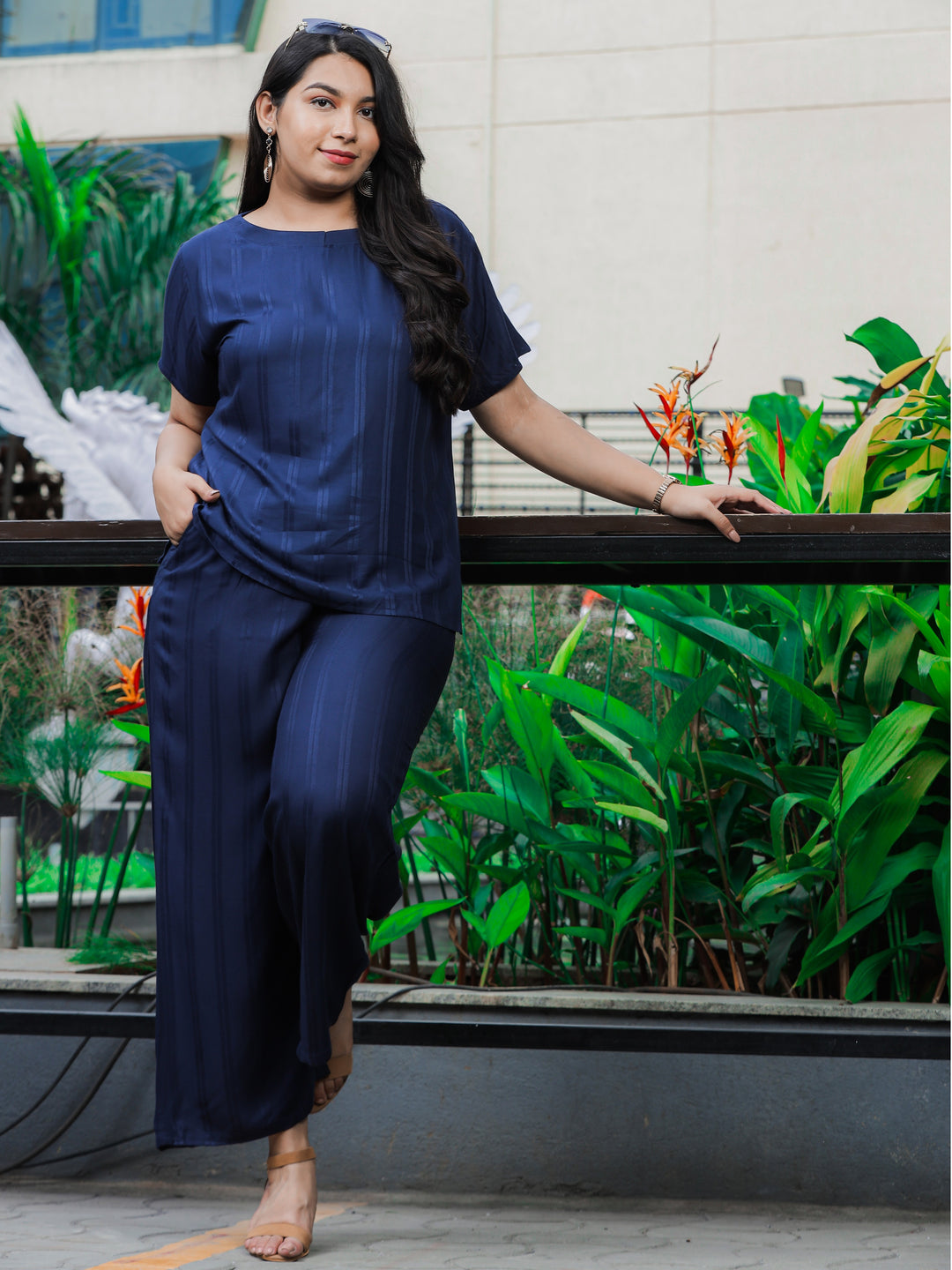  Co-ord sets  Navy Blue - Buy Rayon Round Neck co ords sets online india - 9shines label 