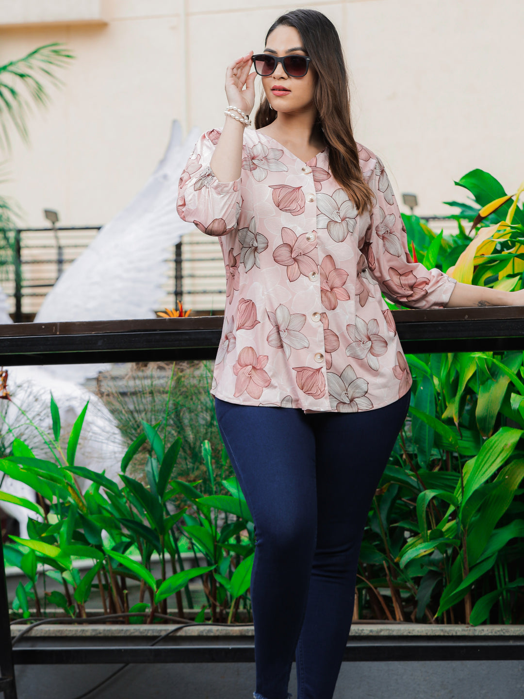  Casual Tops  V Shape Top - Shop Latest Peach Cotton Top Online In India- 9shines label 