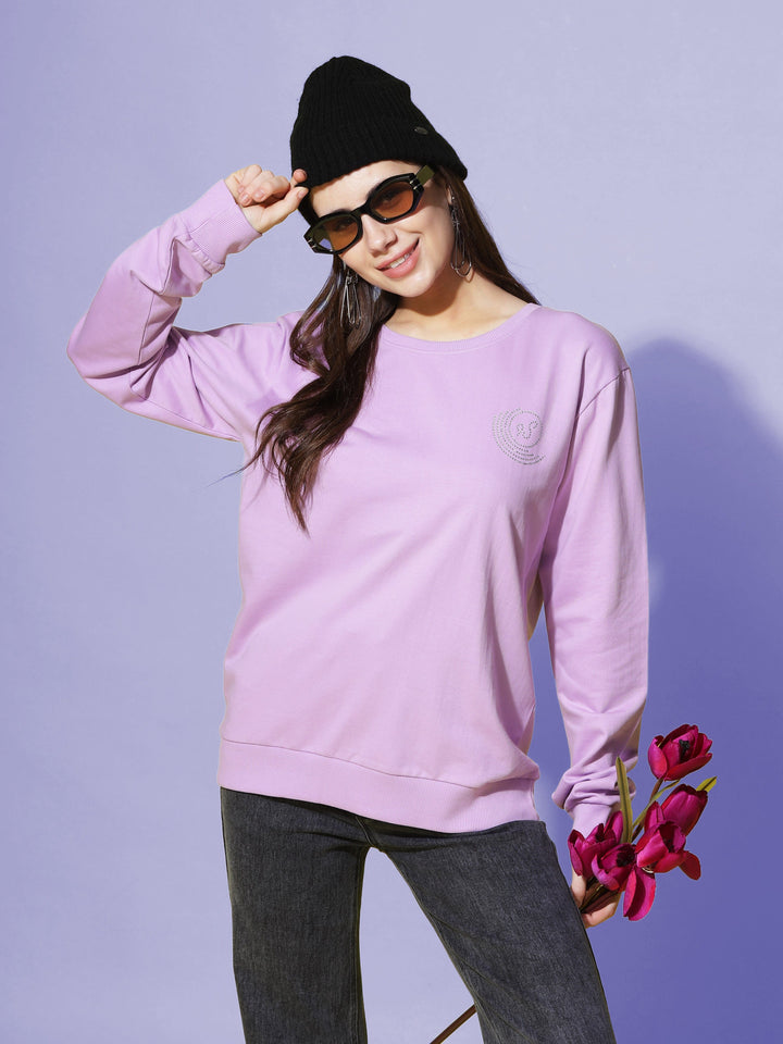  Sweatshirt  Lavender Loveliness: Explore Our Women's Solid Sweatshirt Collection- 9shines label 