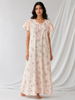 Meadow Peach Floral Crush Cotton Nighty for Women Breathable