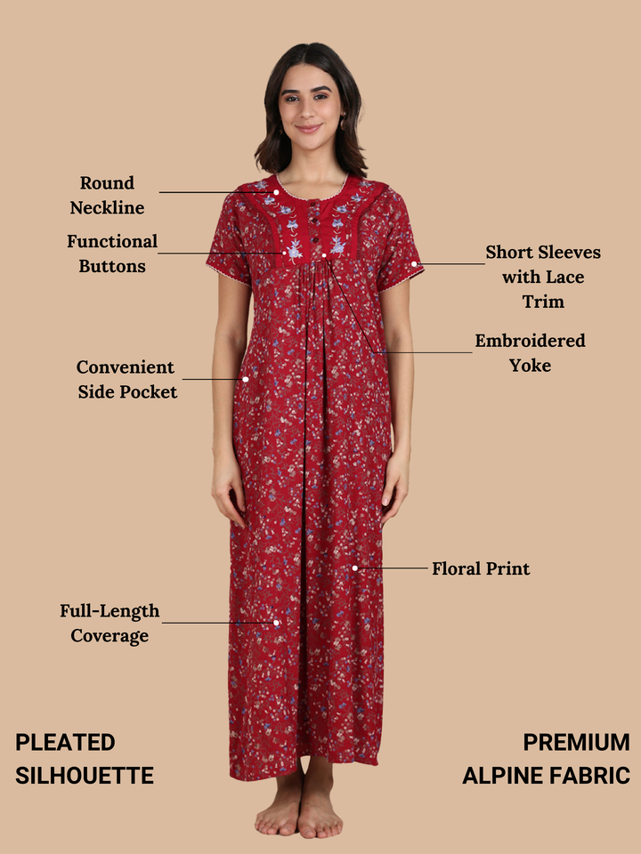 Ruby Rose Alpine Floral Nighty for Women Soft and Elegant
