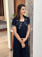 Relaxed Fit Alpine Nighty with Embroidered Sleeves