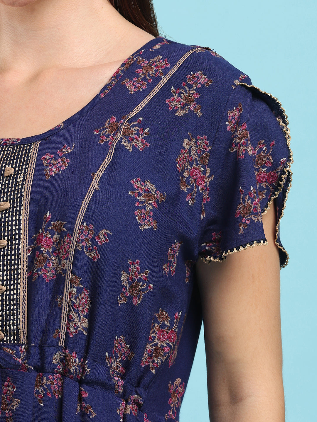 Blossom Azure Alpine Designer Nighty for Women Relaxed Frock Style