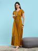 Floret Mustard Alpine Designer Nighty for Women with Frock Fit