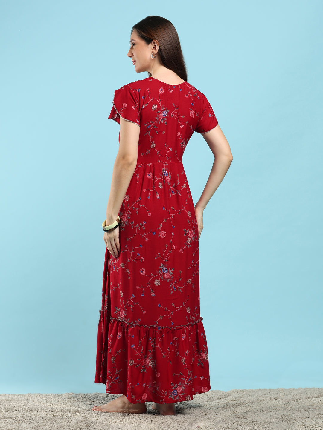 Floret Ruby Alpine Designer Nighty for Women with Frock Fit