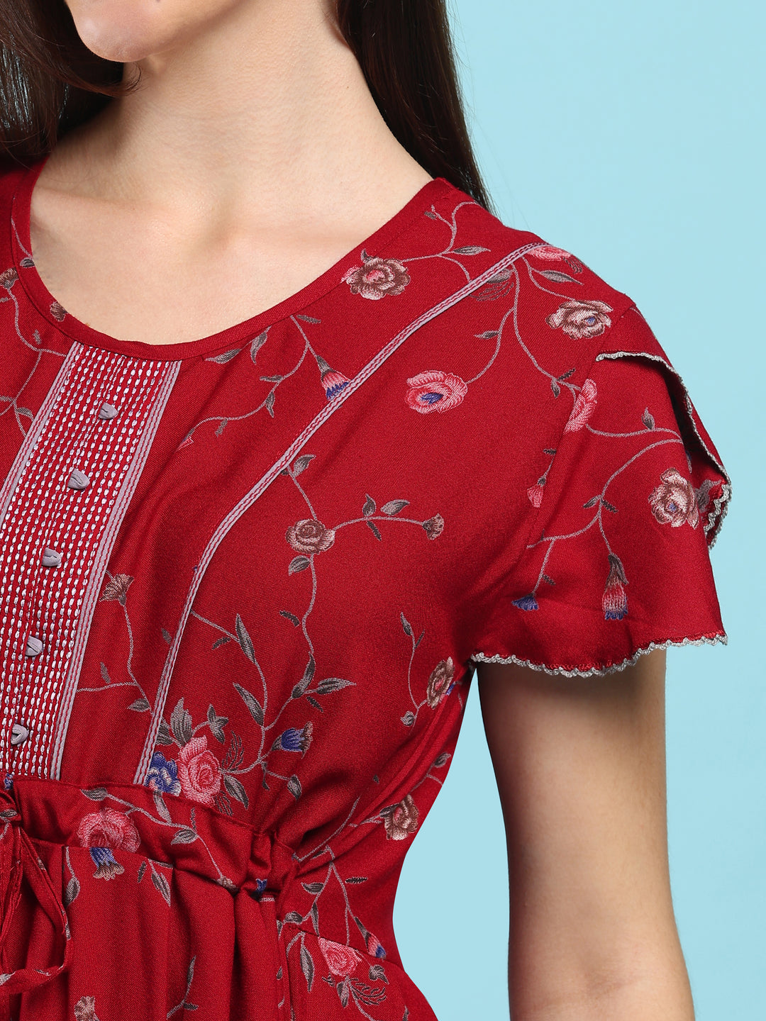 Floret Ruby Alpine Designer Nighty for Women with Frock Fit