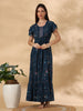 Floret Teal Alpine Designer Nighty for Women with Frock Fit