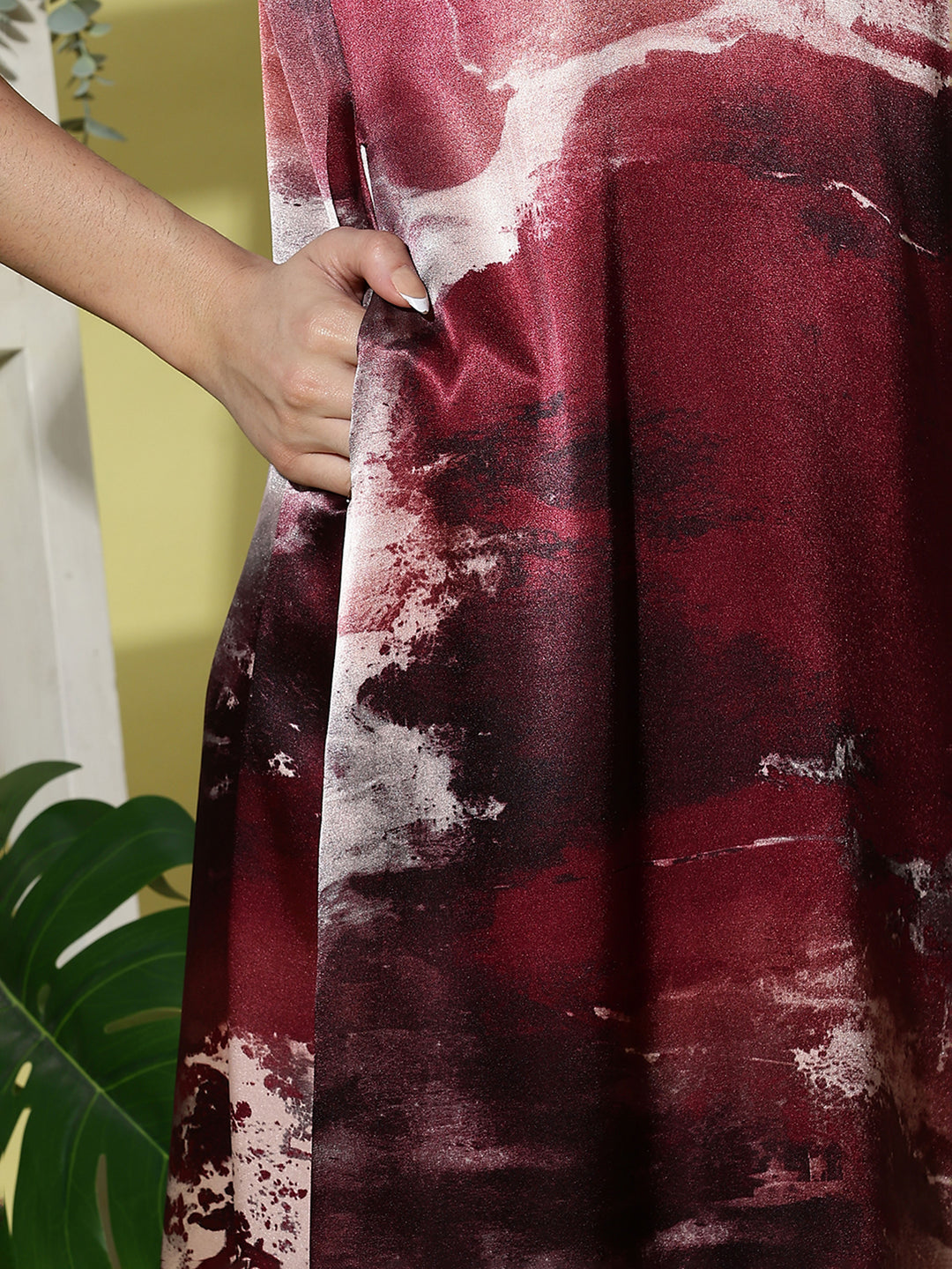 Ruby Smoke Satin Designer Nighty for Women Silky and Luxurious