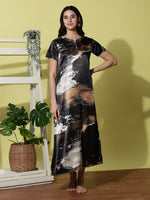 Golden Sand Satin Designer Nighty for Women Soft and Elegant
