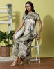 Ivory Dream Satin Nightdress for Women with Abstract Print