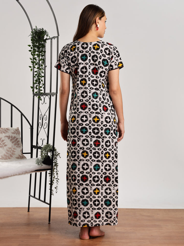 Pure Cotton Star Print Batik Nighty for Women