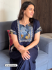 Regal Navy Alpine Designer Nighty for Women with Embroidered A Line Fit