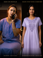 Sadabahar Peri Winkle Embroidered Nighty with Soft Alpine Fabric