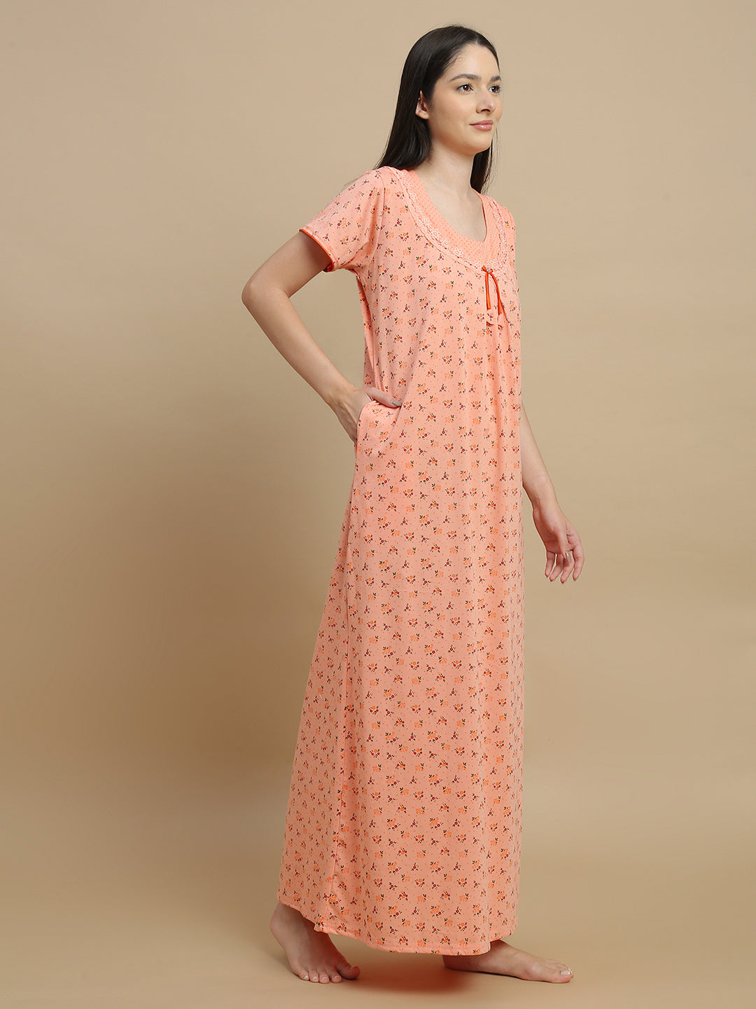 Floral Cotton Blend Designer Nighty for Women Soft Maxi Comfort