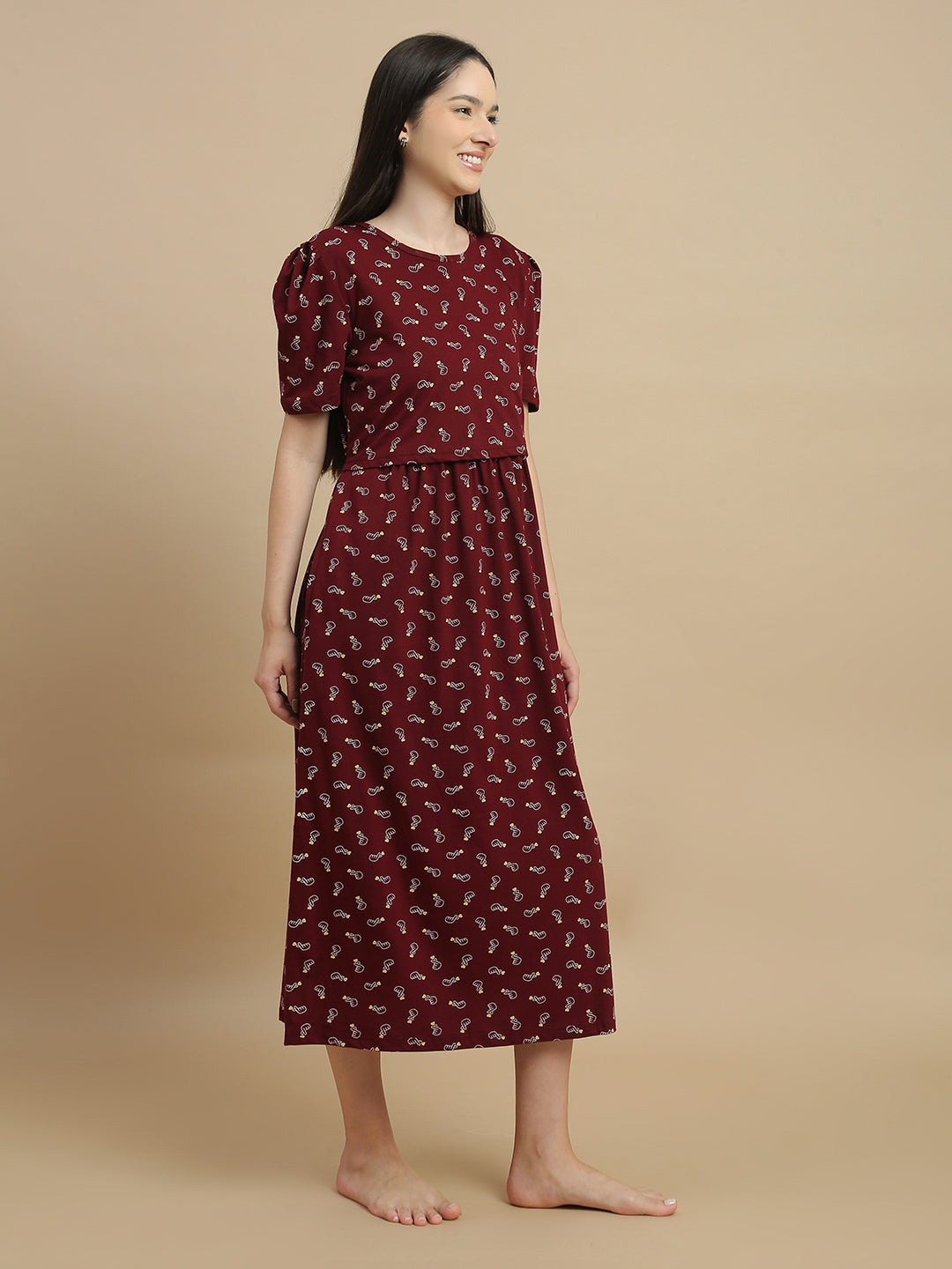 Berry Hearts Floral Feeding Friendly Short Maternity Nighty