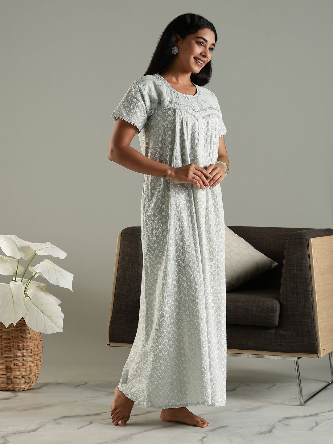 Soft daily wear pastel green 100% pure cotton nighty