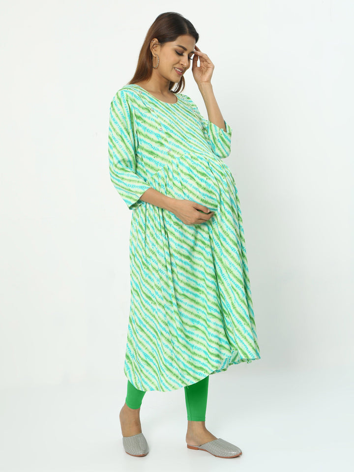  Maternity Kurti  Rayon Maternity Feeding Blue & Green Kurti | Maternity Kurti- 9shines label 