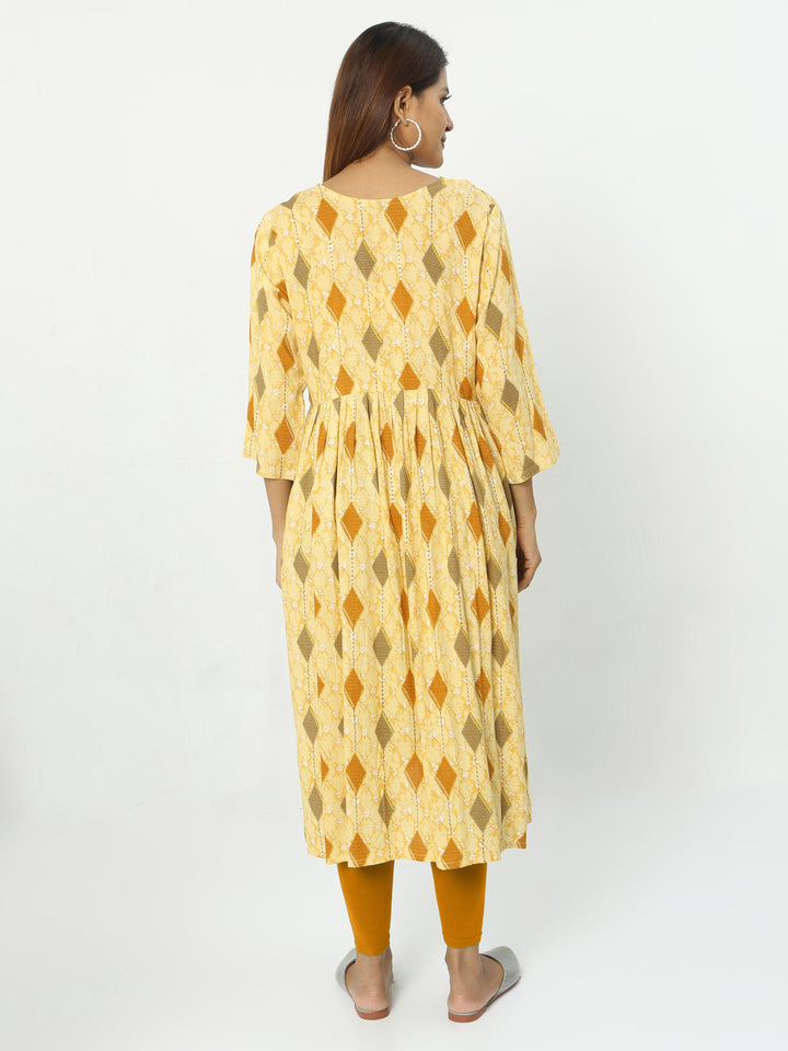  Maternity Kurti  Best Rayon Maternity Feeding Musturd Yellow Kurti- 9shines label 