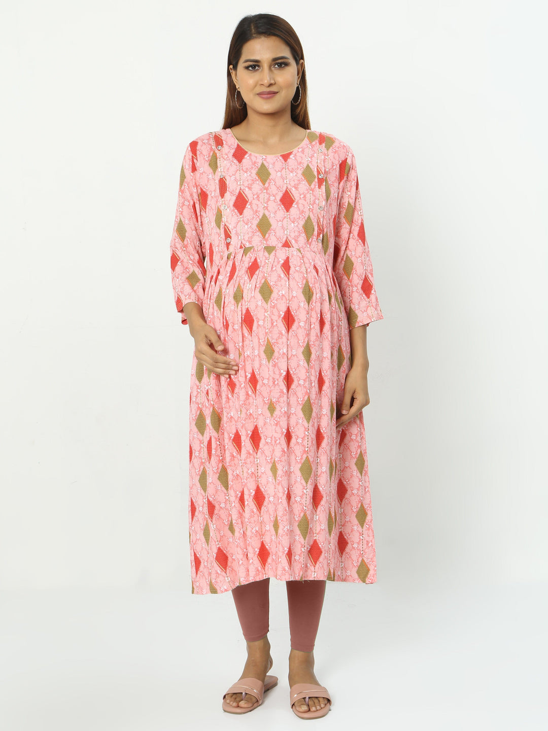  Maternity Kurti  Buy Rayon Maternity Feeding Baby Pink Kurti- 9shines label 