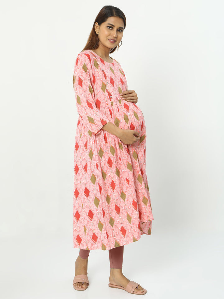  Maternity Kurti  Buy Rayon Maternity Feeding Baby Pink Kurti- 9shines label 