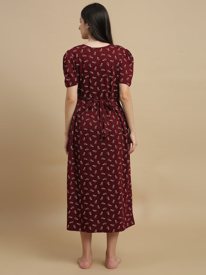 Berry Hearts Floral Feeding Friendly Short Maternity Nighty