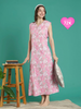 Saheli Rose Floral Bamboo Crush Sleeveless A Line Nighty for Women