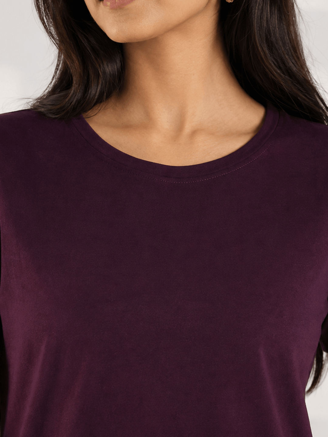 Wine Hosiery Cotton Long T Shirt Nighty for Women Relaxed Fit