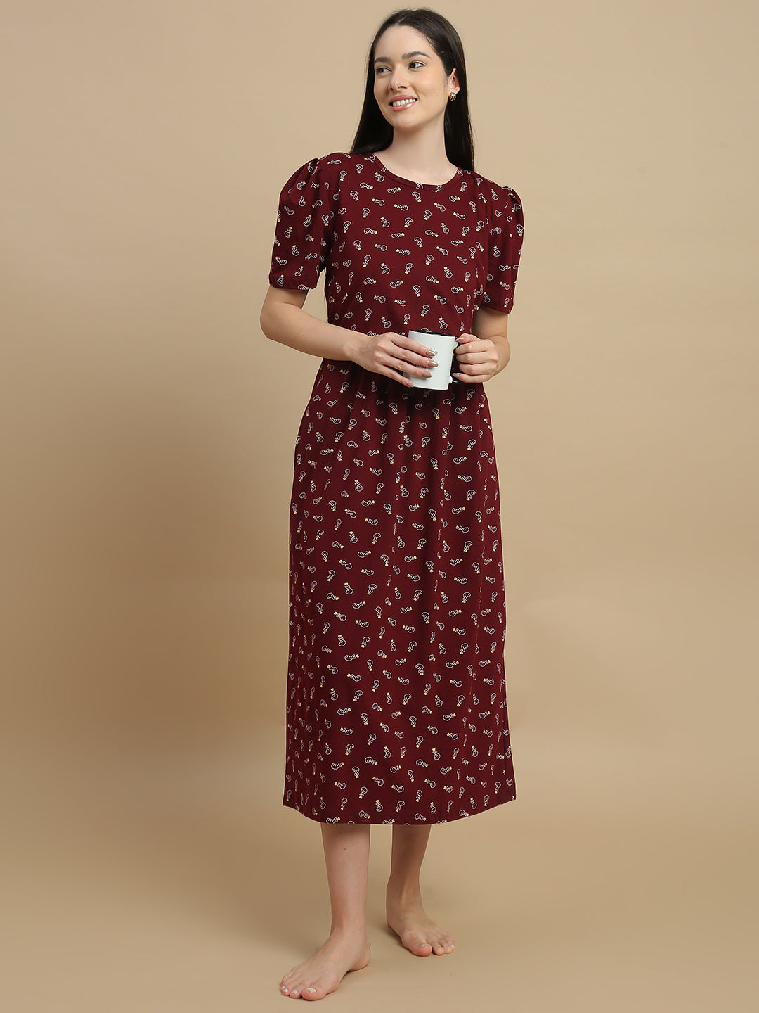 Berry Hearts Floral Feeding Friendly Short Maternity Nighty