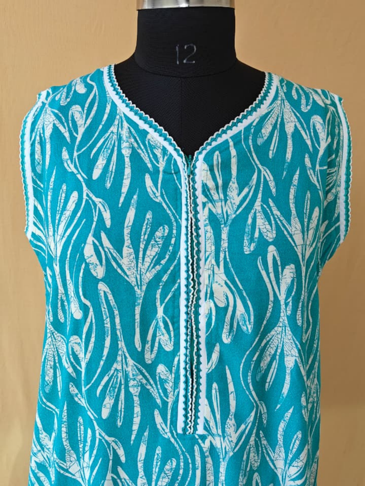 Turquoise Floral Alpine Nighty for Women Summer A Line