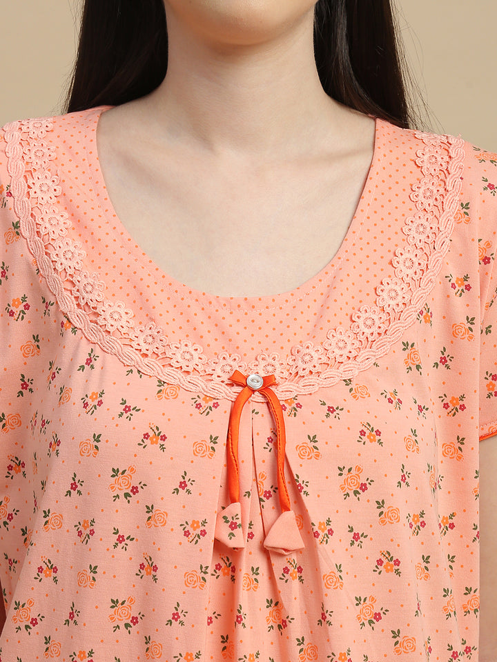 Floral Cotton Blend Designer Nighty for Women Soft Maxi Comfort