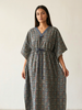 Ajrakh Indigo Pure Cotton Kaftan Dress for Women Comfortable Fit