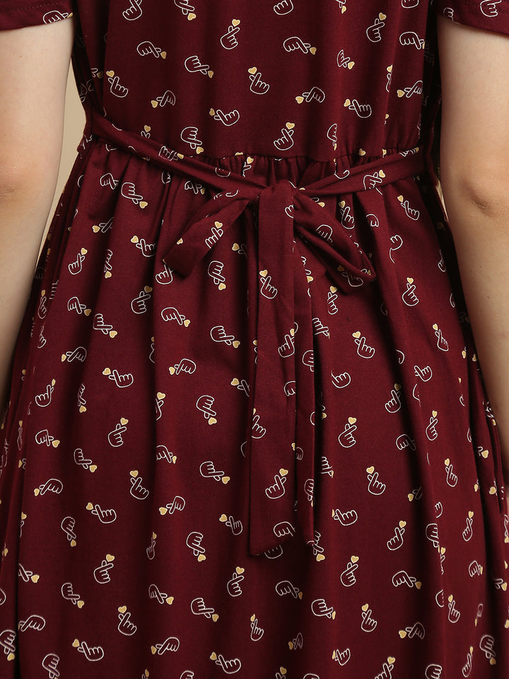 Berry Hearts Floral Feeding Friendly Short Maternity Nighty