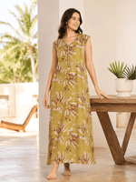 Saheli Alpine Blush Yellow A Line Maxi Nighty with Pocket