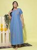 Premium Pty Leaf & Coin Embroidery Sky Blue